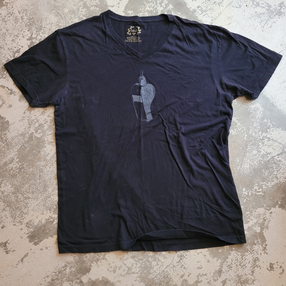 Sea NYC Black T-Shirt Whistle Graphic SZ US